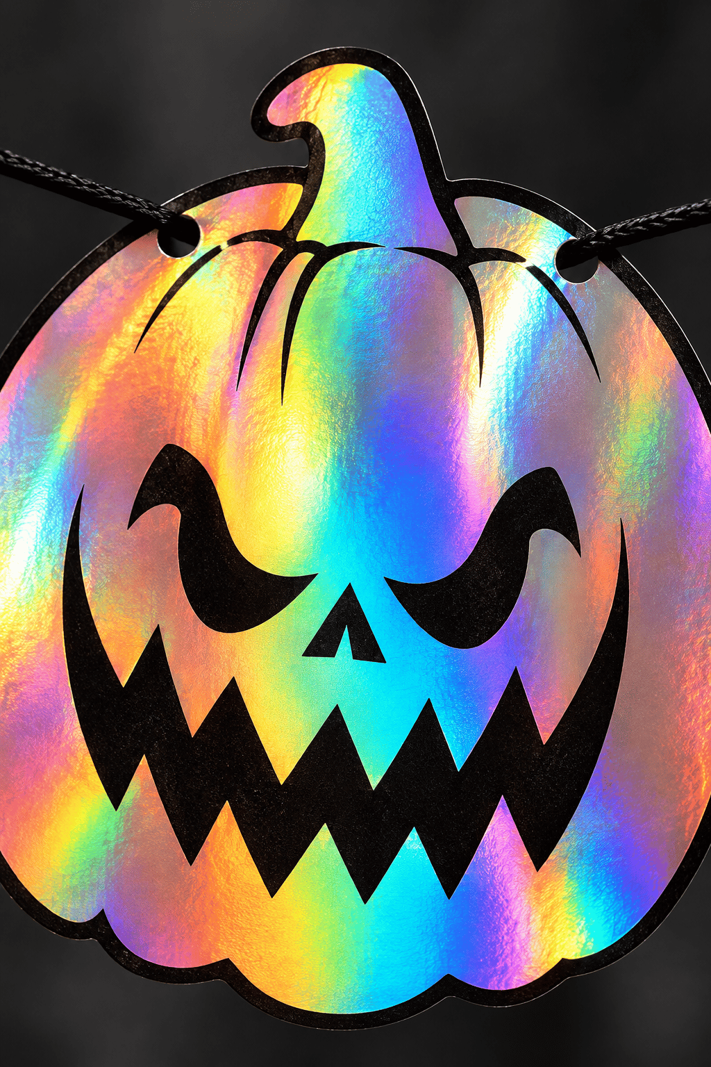 Halloween Holografik Happy Yazı – Balkabağı Figürlü İpli Asma Parti Dekoru
