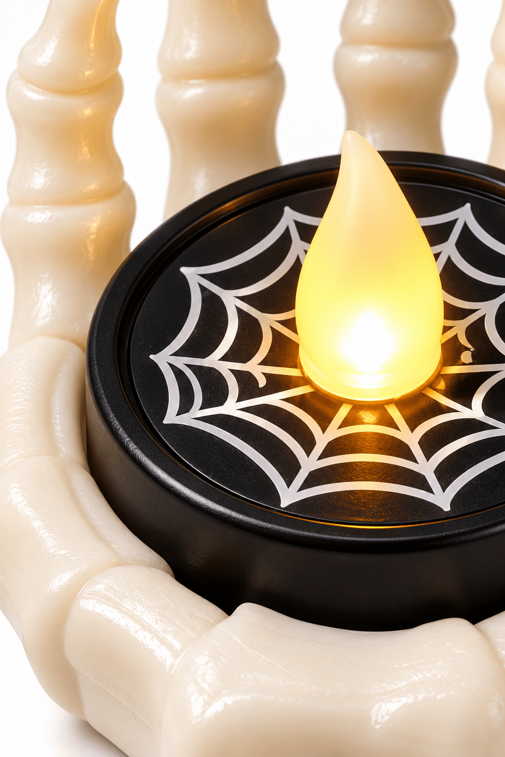 Halloween Işık Led beyaz iskelet el, siyah örümcek ağı desenli model