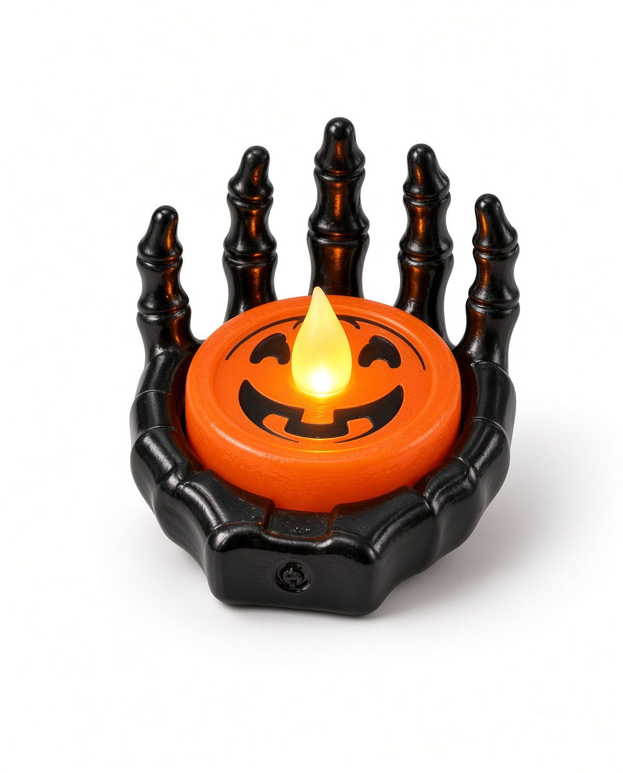 Halloween Işık Led İskelet siyah el, turuncu balkabağı desenli