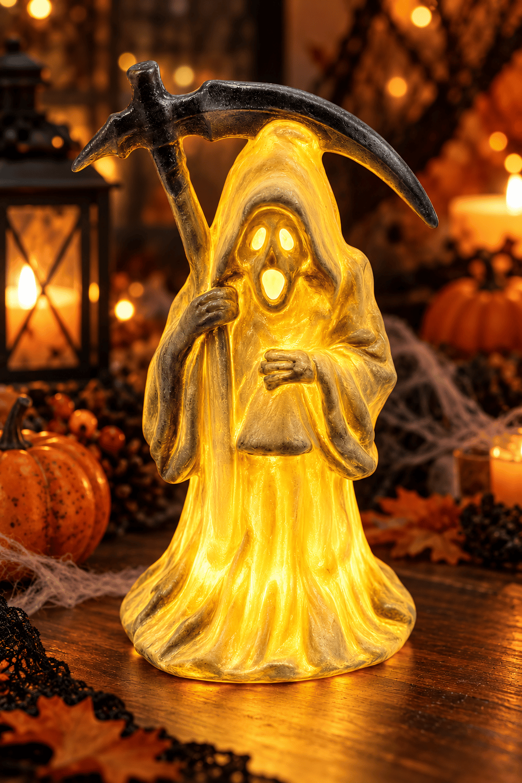 Halloween Işıklı Azrail Figürü Oraklı Korku Dekoru Gün ışığı