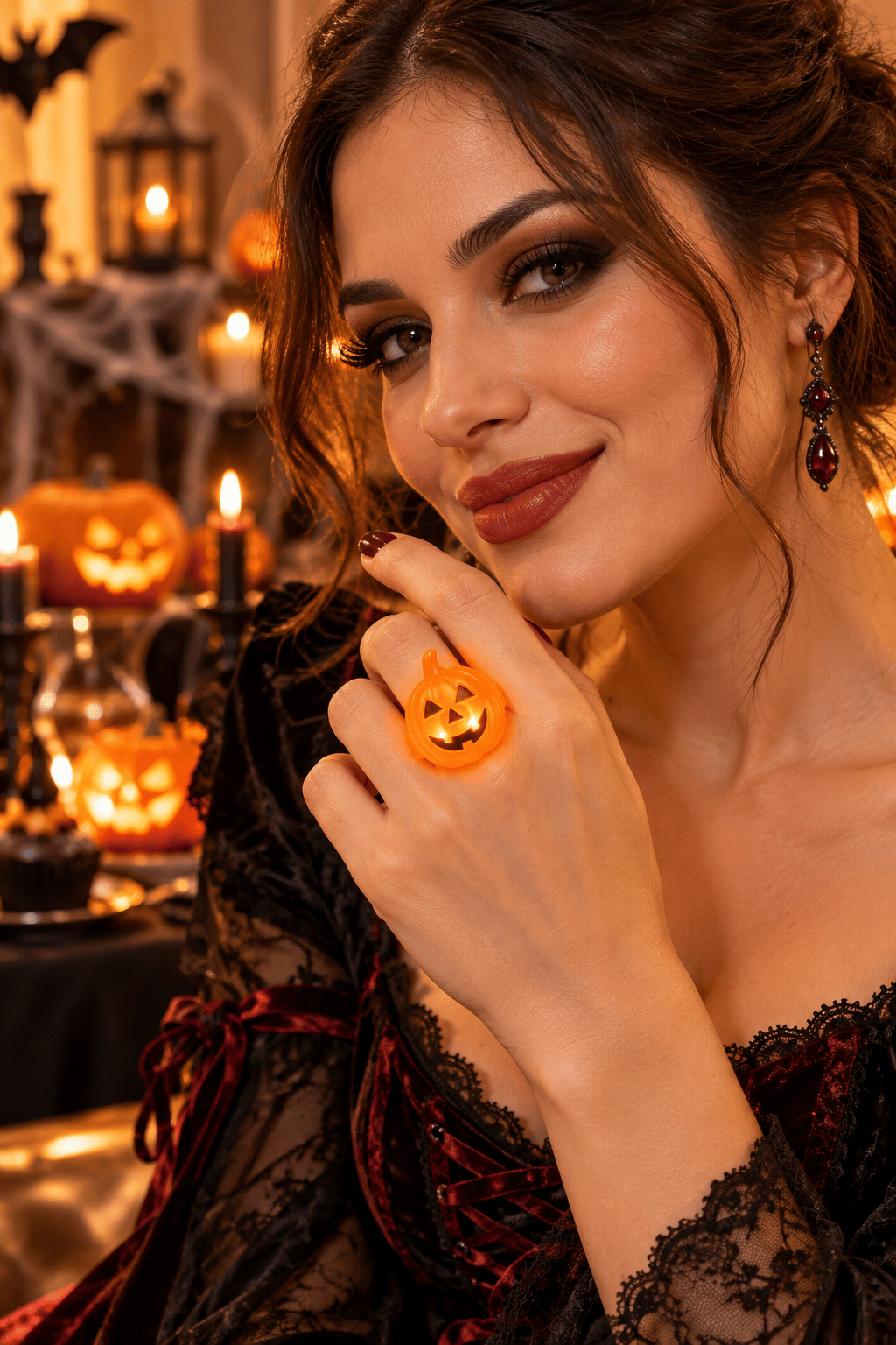 Halloween Işıklı Halloween Yüzüğü Bal Kabağı