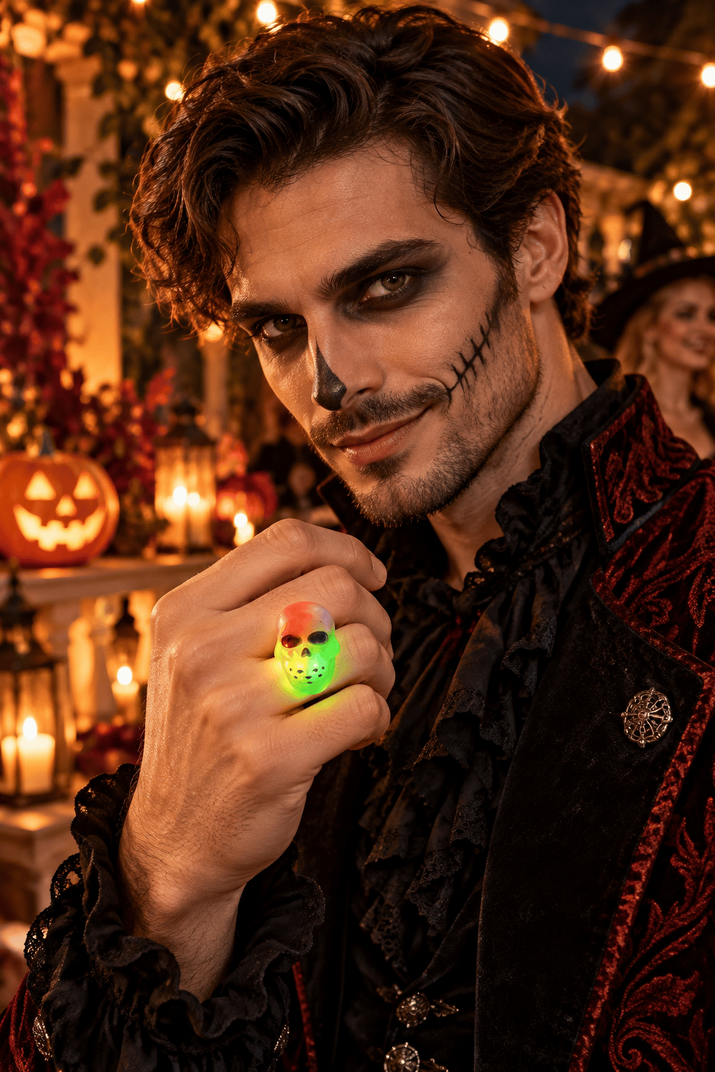 Halloween Işıklı Halloween Yüzüğü Kuru Kafa