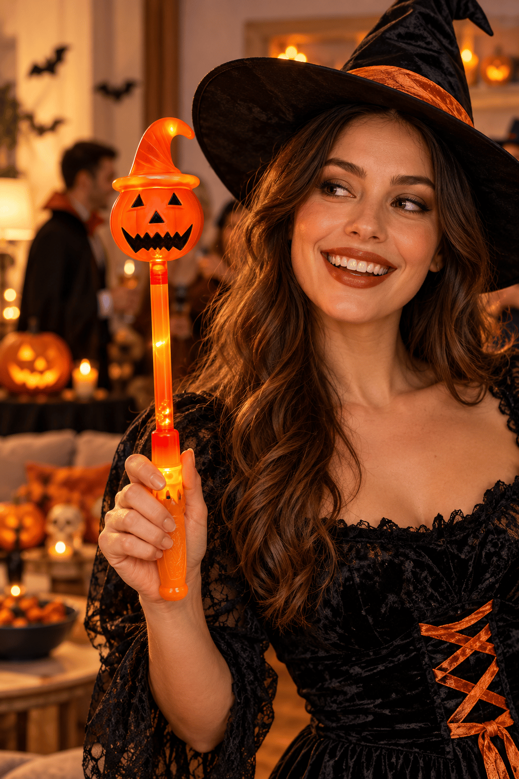 Halloween Işıklı Kabak Asa 32 cm LED Cadılar Bayramı