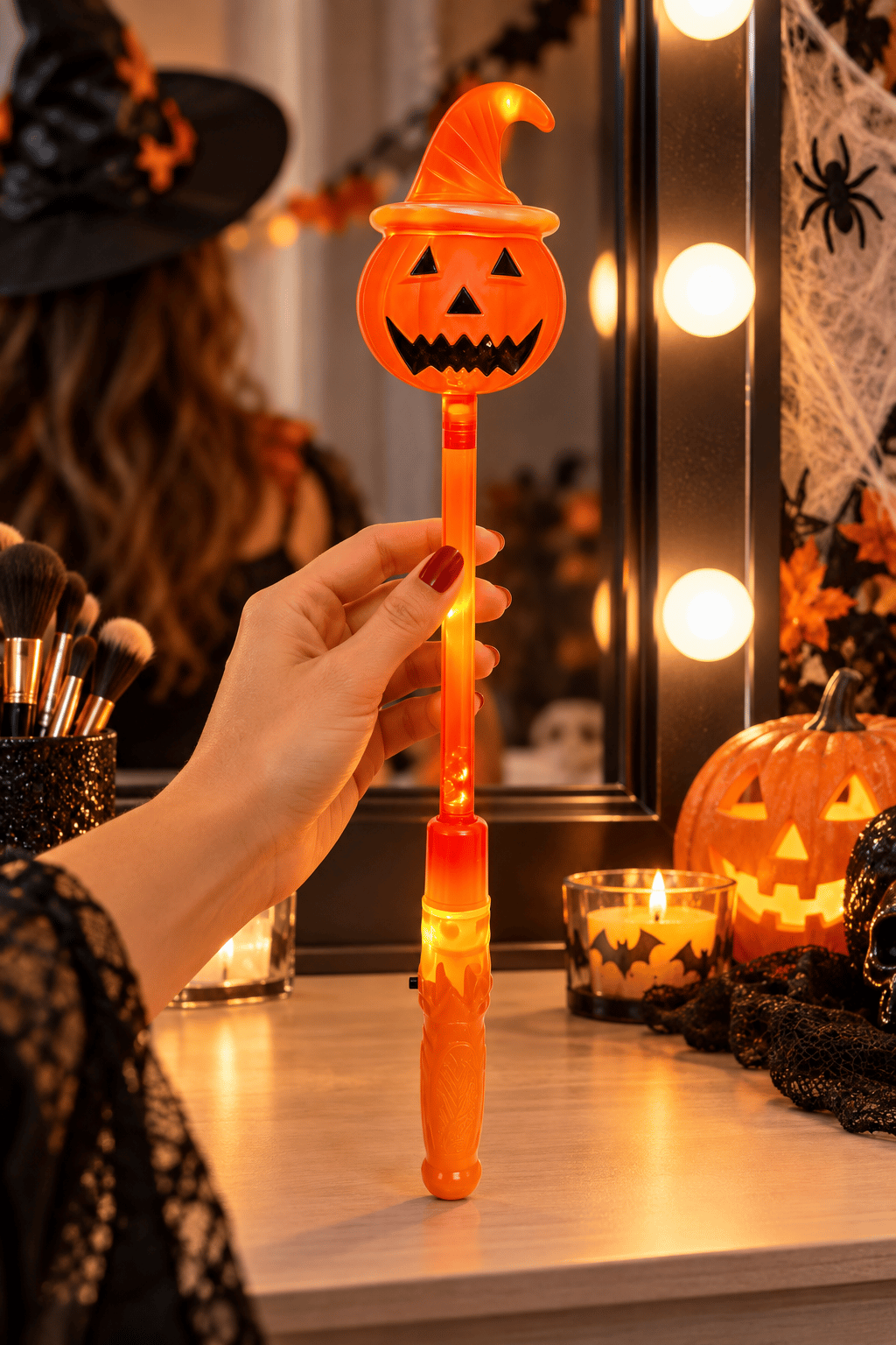 Halloween Işıklı Kabak Asa 32 cm LED Cadılar Bayramı