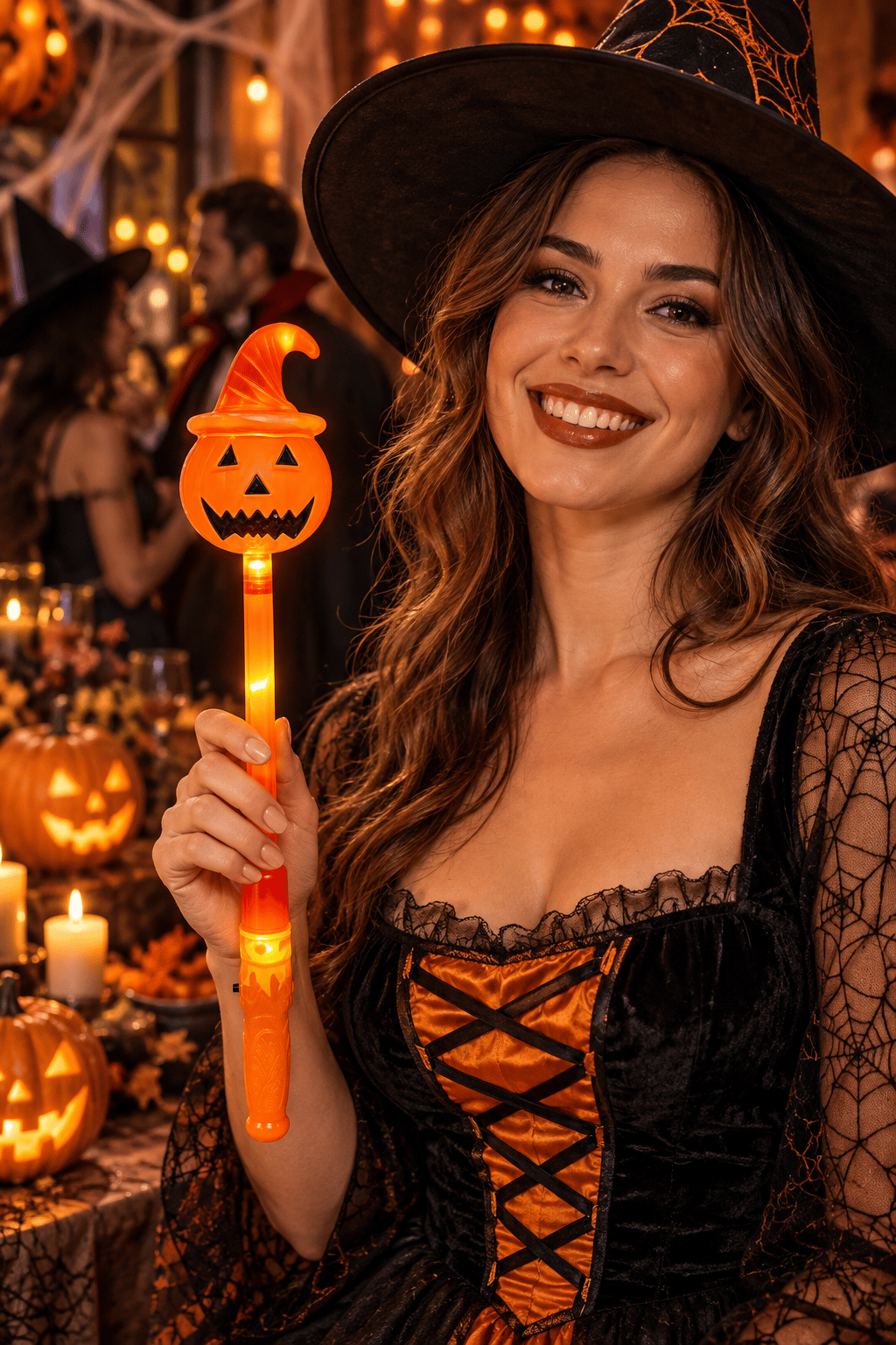 Halloween Işıklı Kabak Asa 32 cm LED Cadılar Bayramı