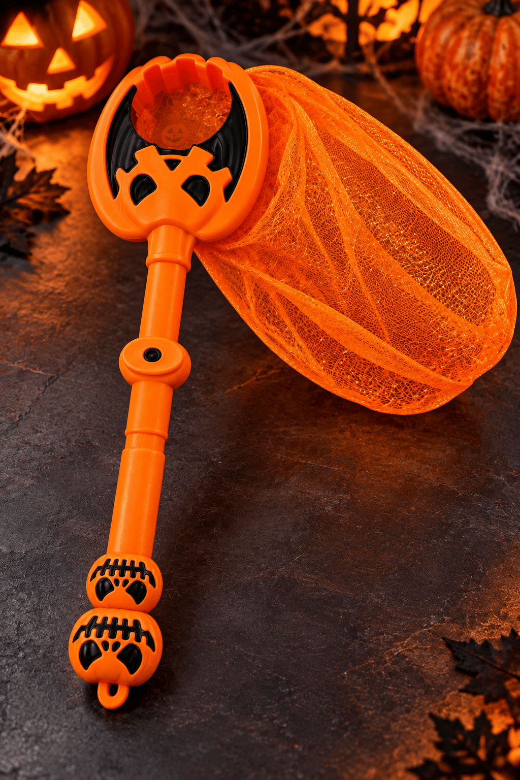 Halloween Işıklı Sesli Şeker Toplama Oyuncağı Balkabağı Tasarımlı Fileli Çanta