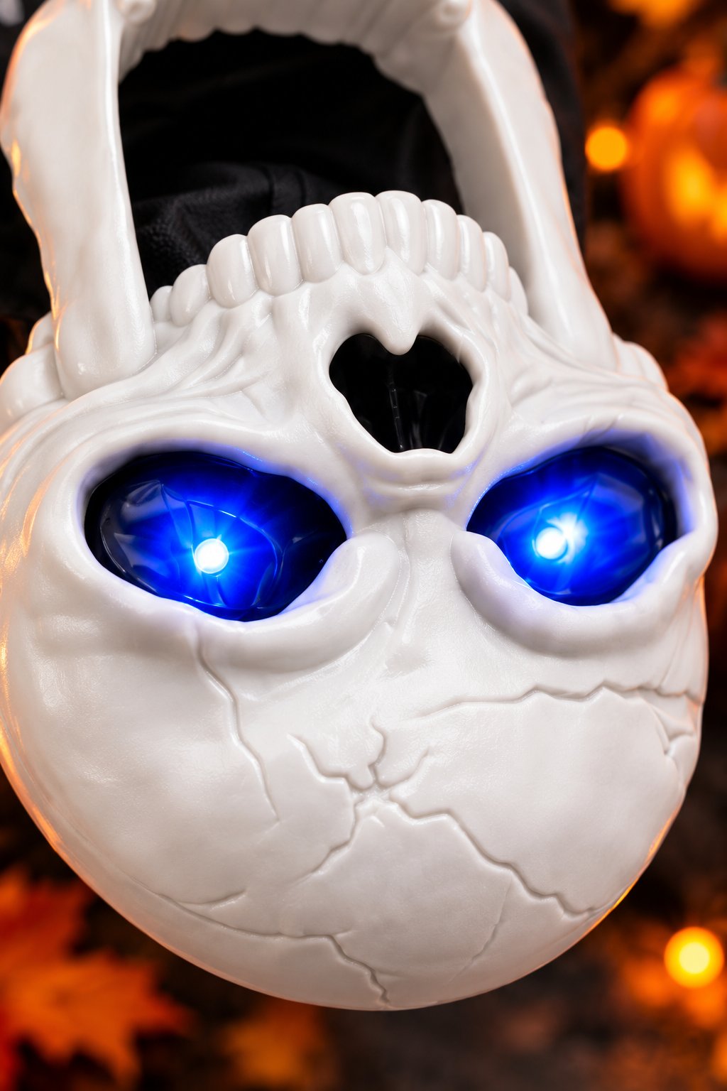 Halloween Işıklı Sesli Şeker Toplama Sopası Kafatası Tasarımlı Pilli Çocuk Şeker Toplama Aksesuarı