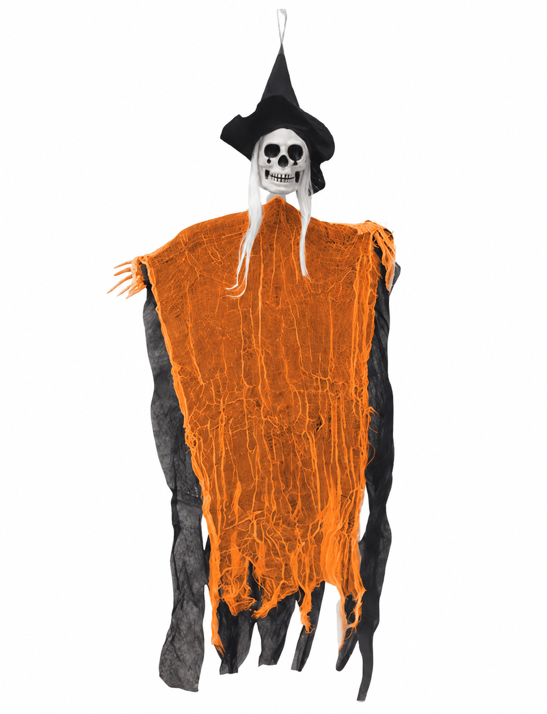 Halloween İskelet Korkuluk Şapkalı Saçlı 100 Cm TURUNCU
