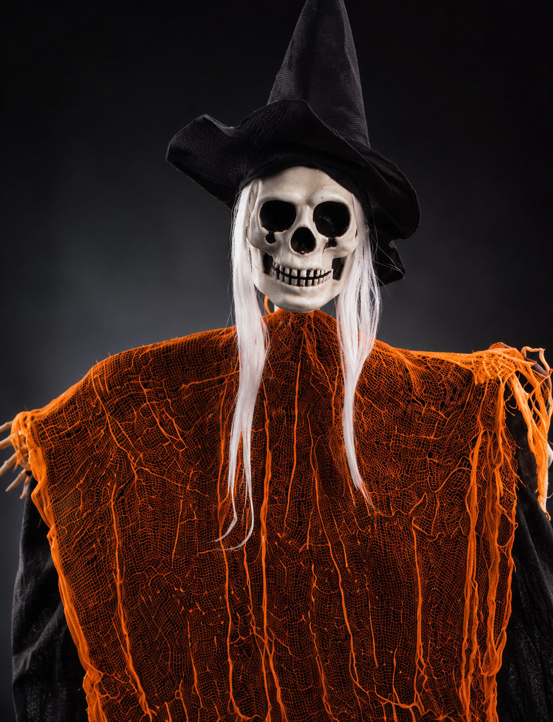Halloween İskelet Korkuluk Şapkalı Saçlı 100 Cm TURUNCU