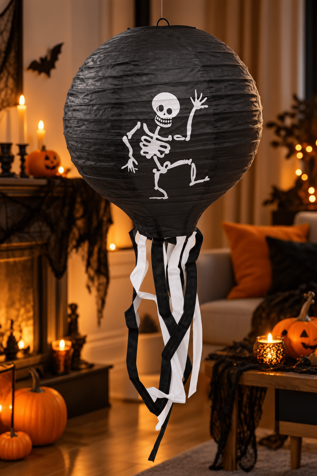 Halloween Japon feneri iskelet Desenli Kağıt Fener Süsü