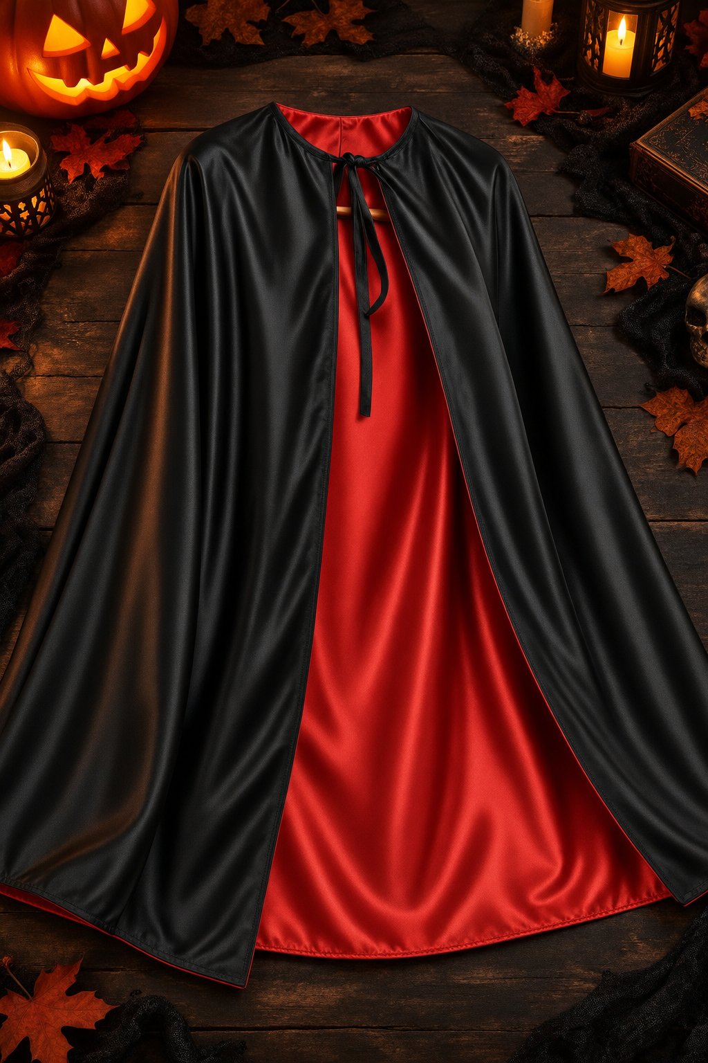 Halloween Kapüşonlu Çift Taraflı kırmızı 80CM Cadı Pelerini Yetişkin Çocuk
