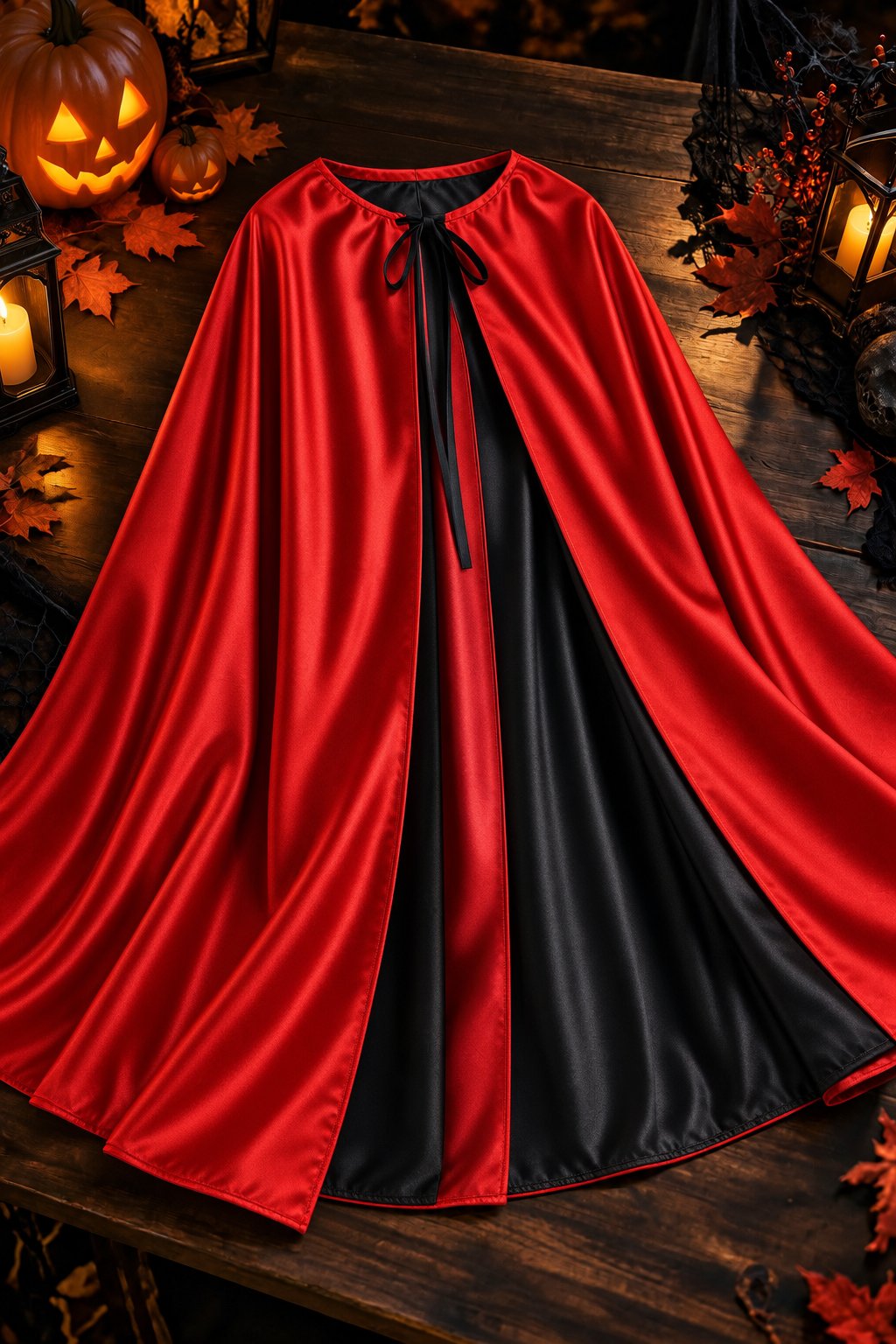 Halloween Kapüşonlu Çift Taraflı kırmızı 80CM Cadı Pelerini Yetişkin Çocuk
