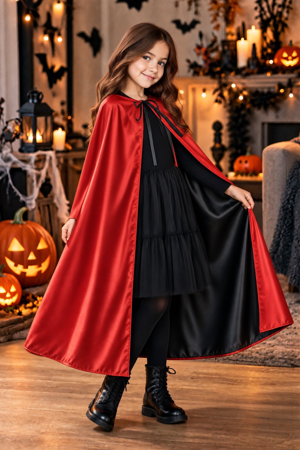 Halloween Kapüşonlu Çift Taraflı kırmızı 80CM Cadı Pelerini Yetişkin Çocuk