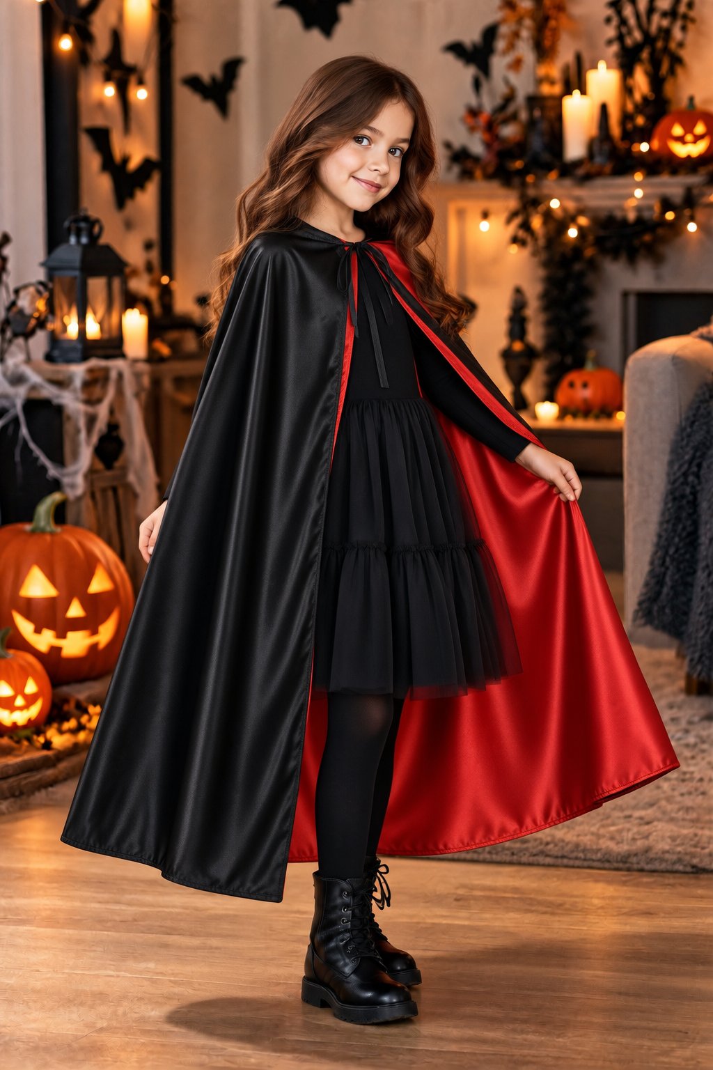 Halloween Kapüşonlu Çift Taraflı kırmızı 80CM Cadı Pelerini Yetişkin Çocuk