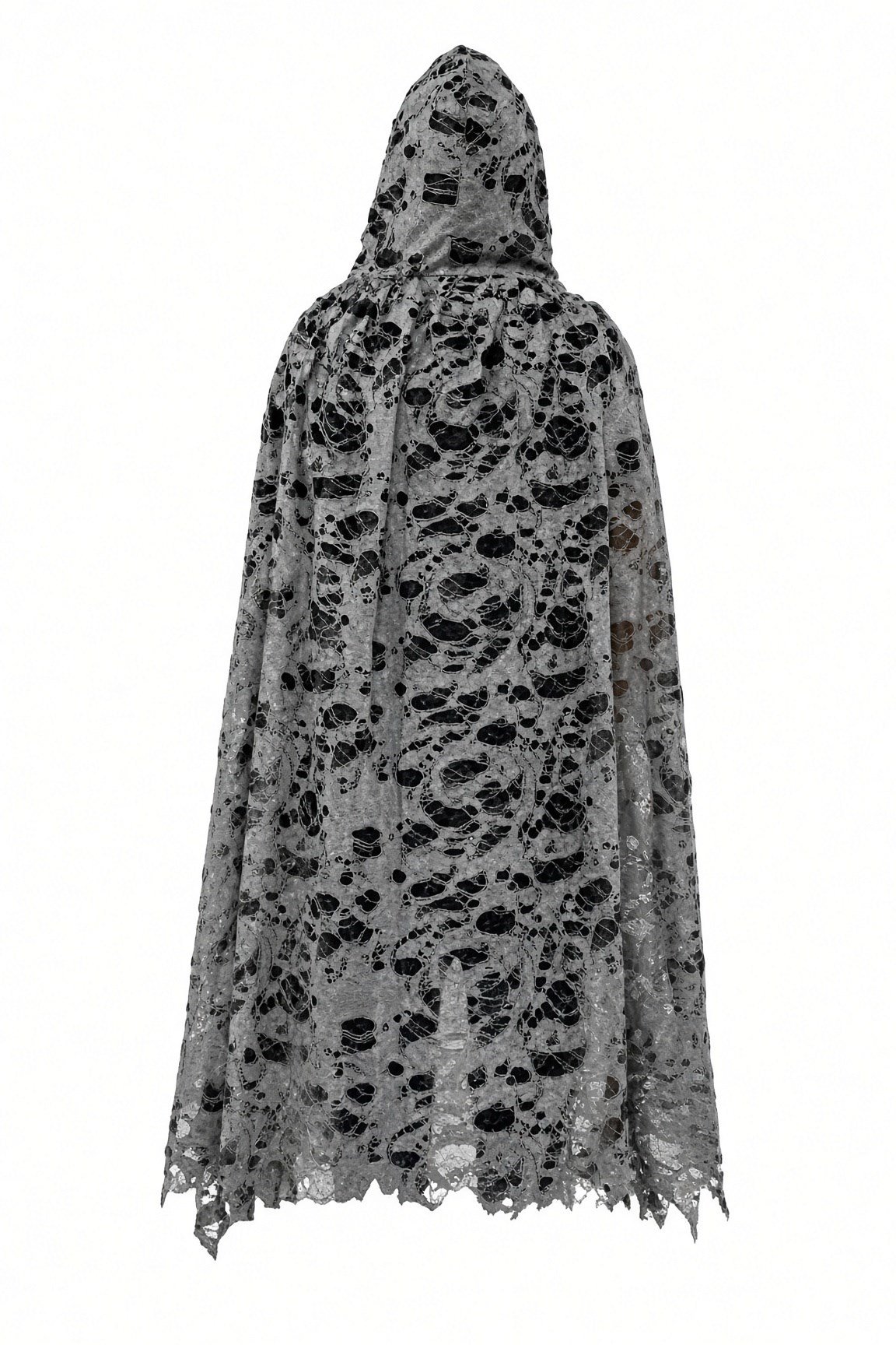 Halloween Kapüşonlu Yırtık Görünümlü Gri 130cm astarlı