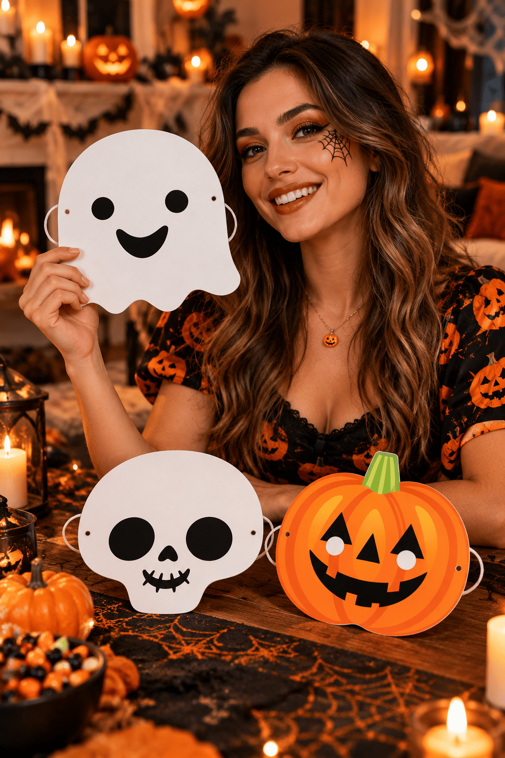 Halloween Karton maske 6lı Lastikli