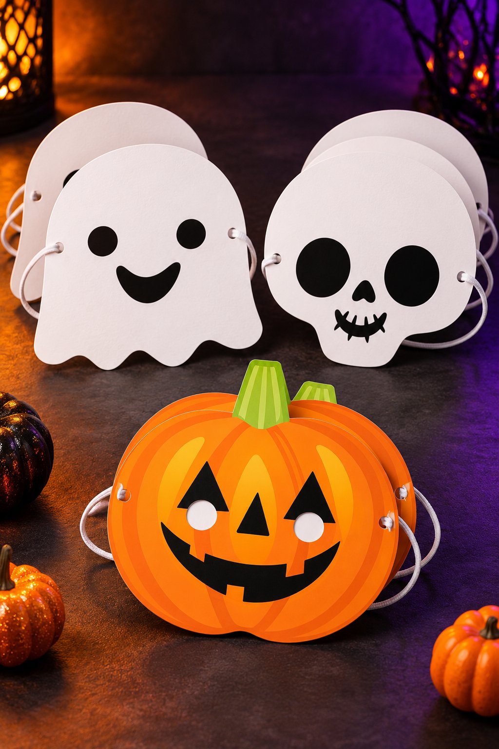 Halloween Karton maske 6lı Lastikli