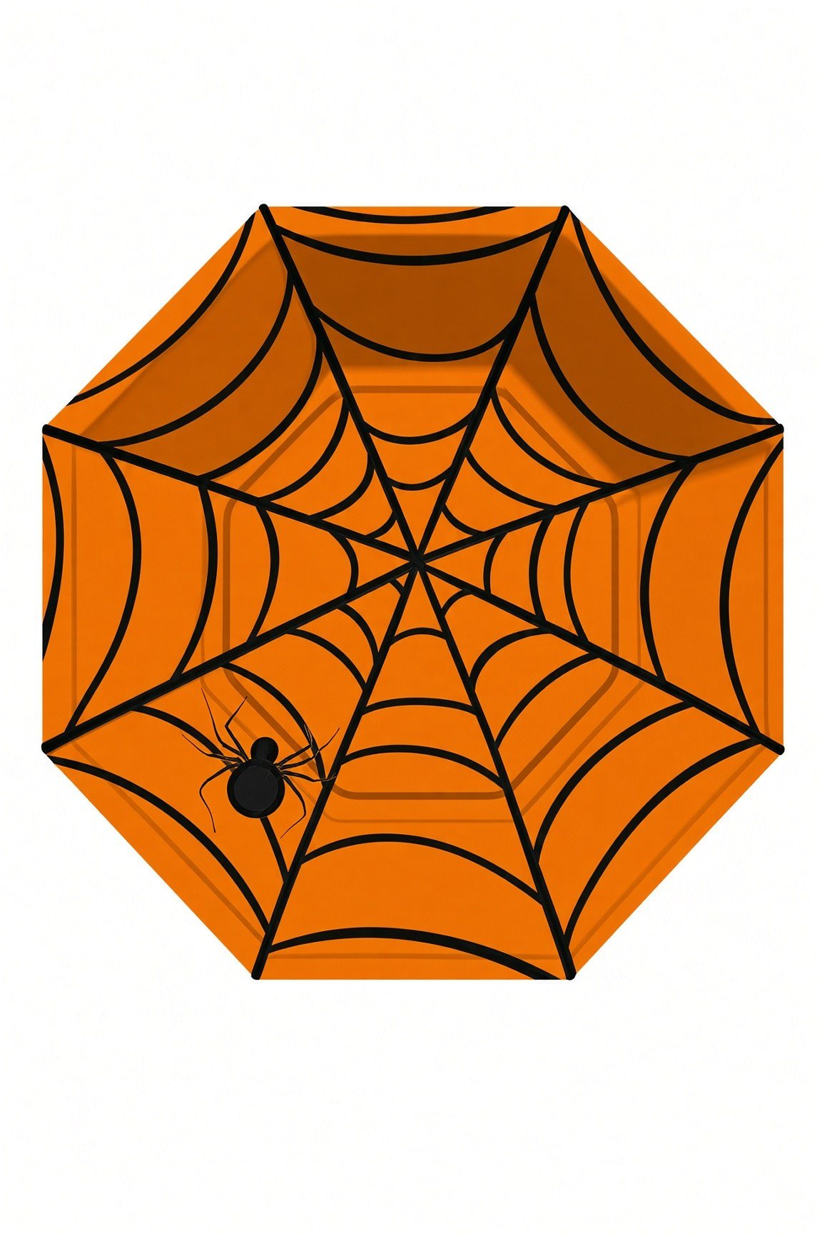 Halloween Karton Tabak Örümcek Turuncu Sekizgen 23CM (8AD)