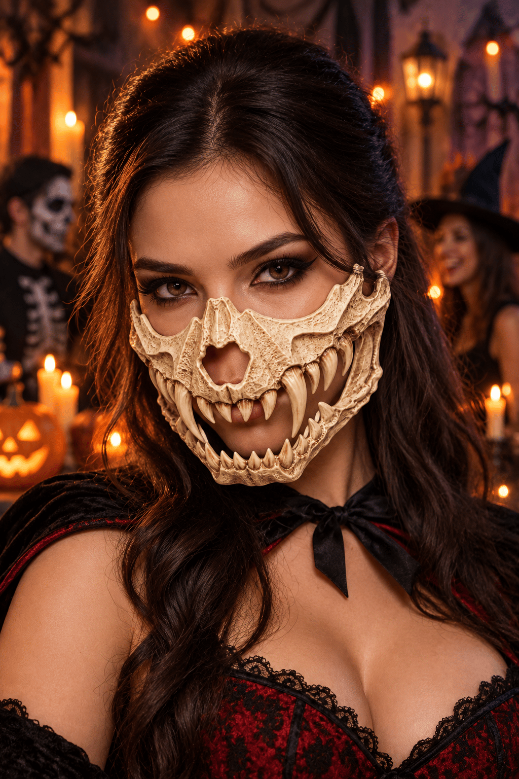 Halloween Korku Maskesi Dişli Canavar Ağız Maskesi Cosplay Parti Maskesi 17 cm