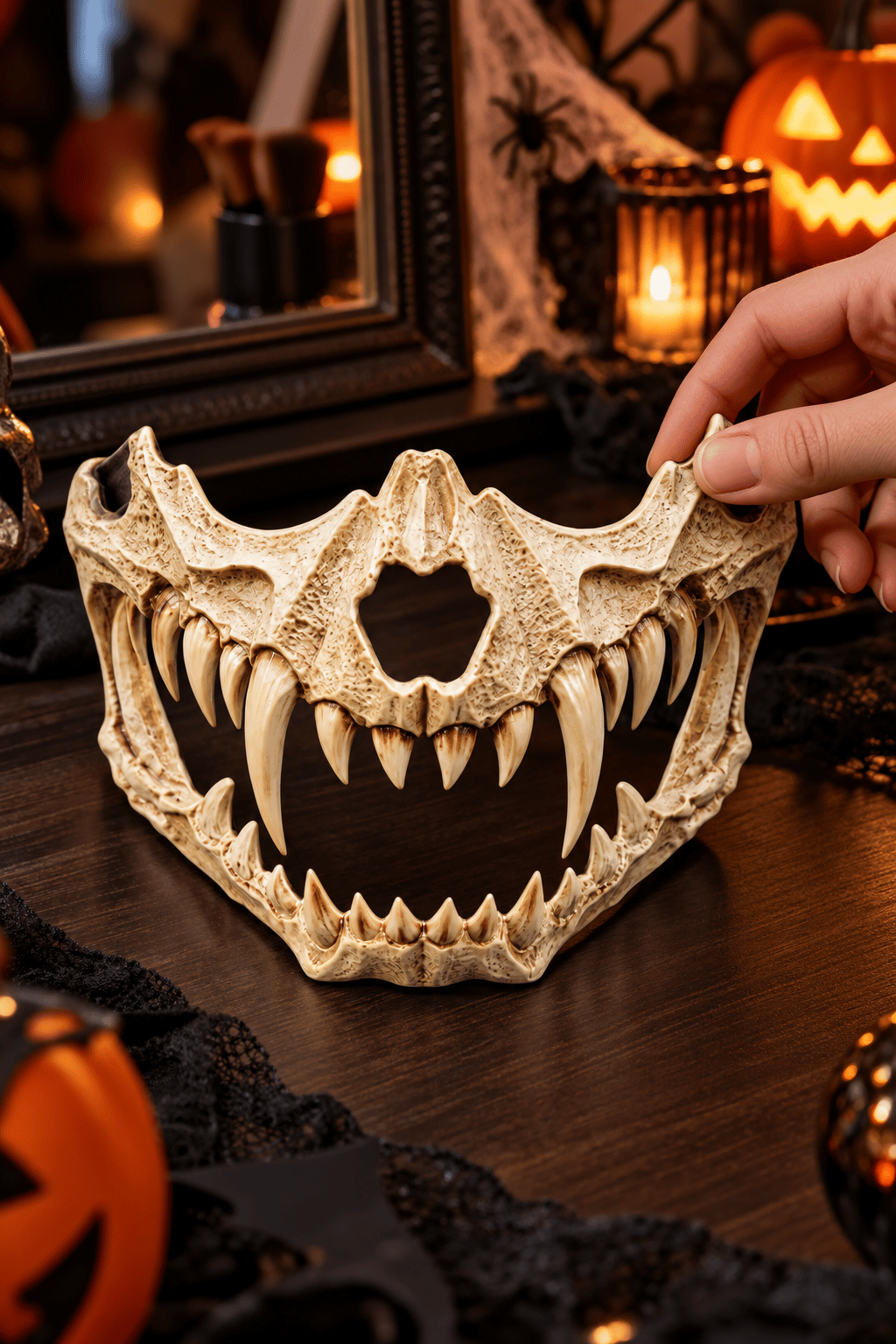 Halloween Korku Maskesi Dişli Canavar Ağız Maskesi Cosplay Parti Maskesi 17 cm