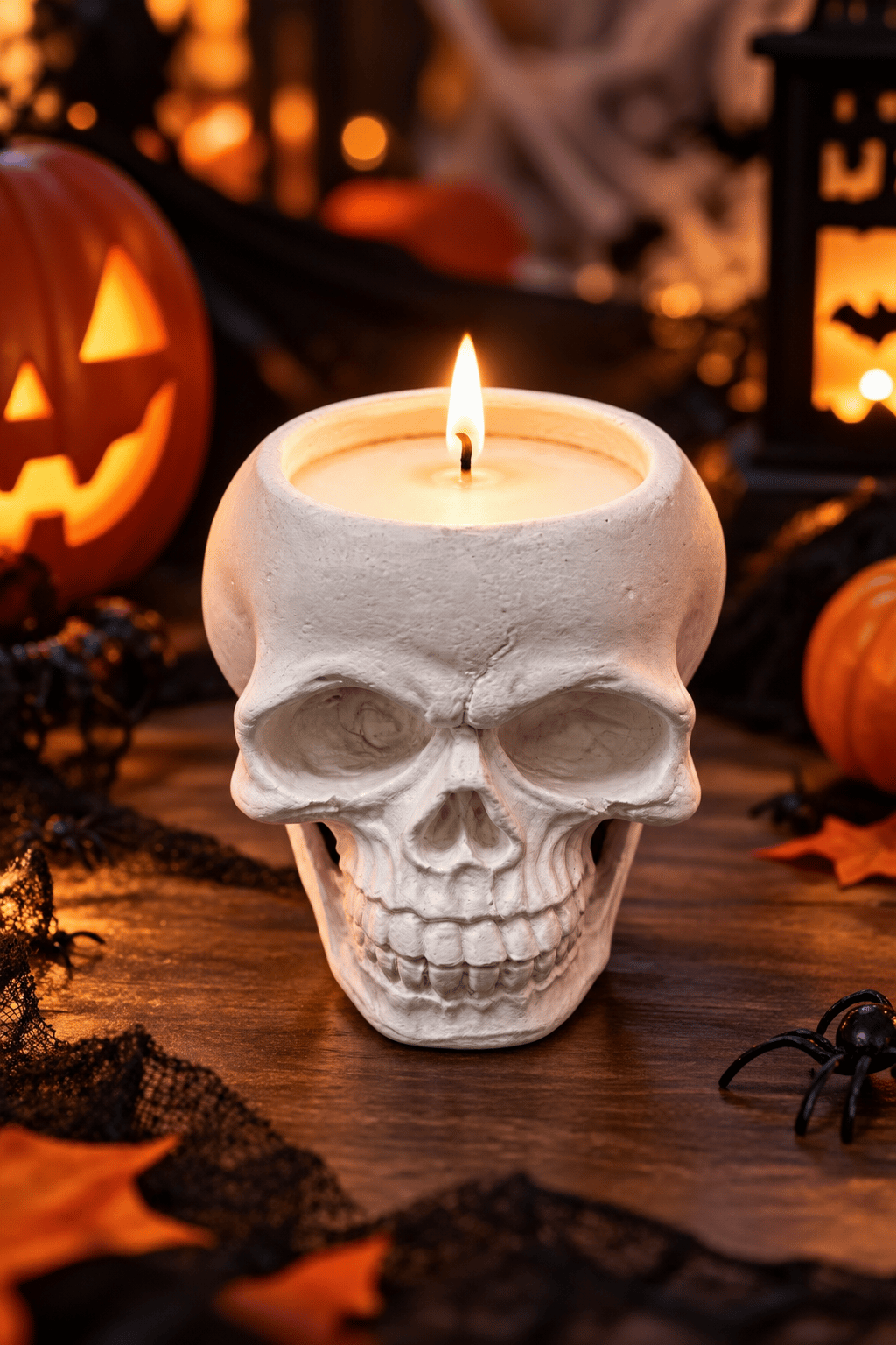 Halloween Kuru Kafa Mumluk  Kafatası Mum 8cm x 6.5cm Cadılar Bayramı
