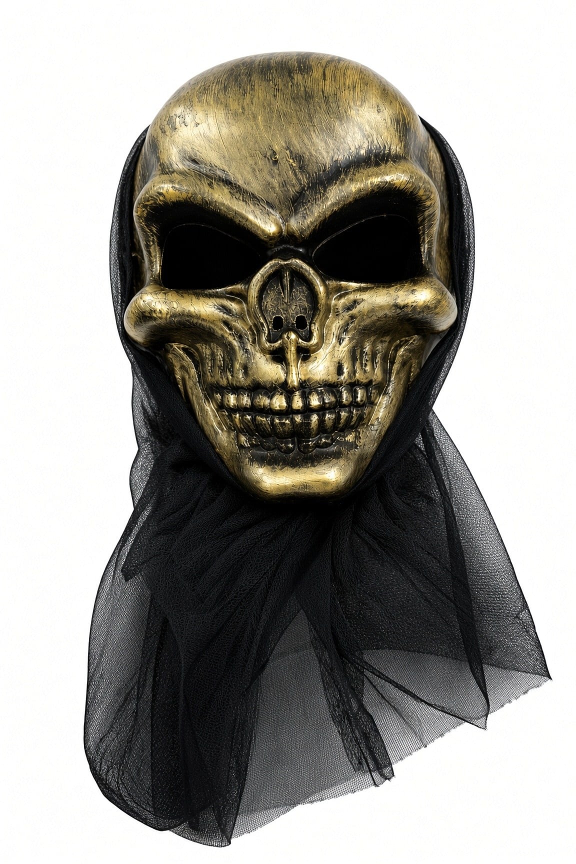 Halloween  Kurukafa Maske Gold Arkası Tüllü Cadılar Bayramı
