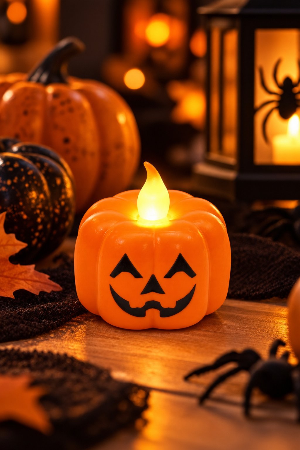 Halloween LED Balkabağı Mum Işıklı Pilli Dekoratif Mum Seti