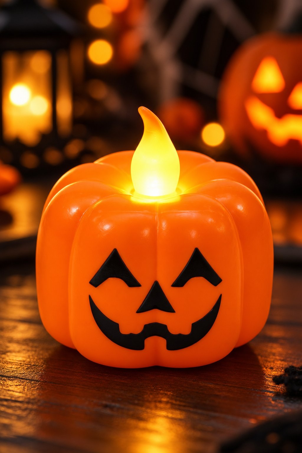 Halloween LED Balkabağı Mum Işıklı Pilli Dekoratif Mum Seti