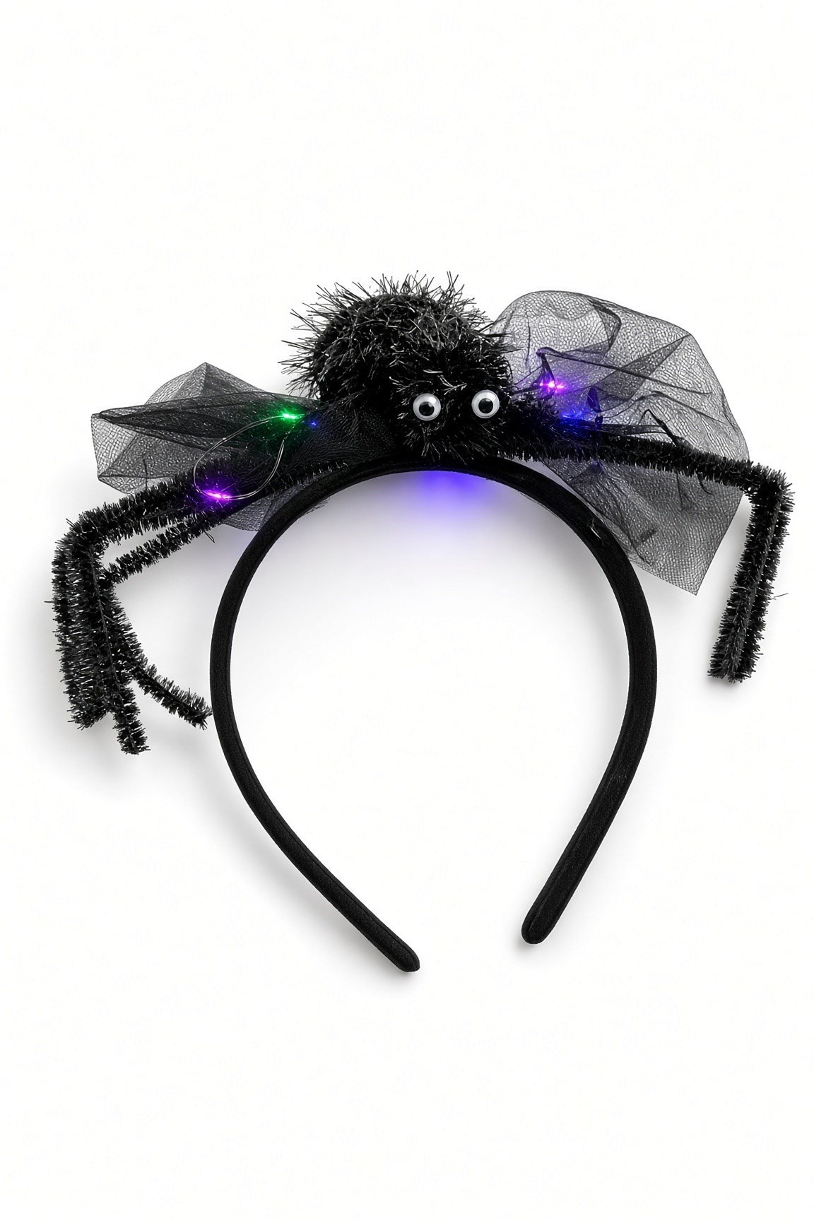 Halloween LED Işıklı Örümcek Siyah Taç Saç Band Cadılar Bayramı