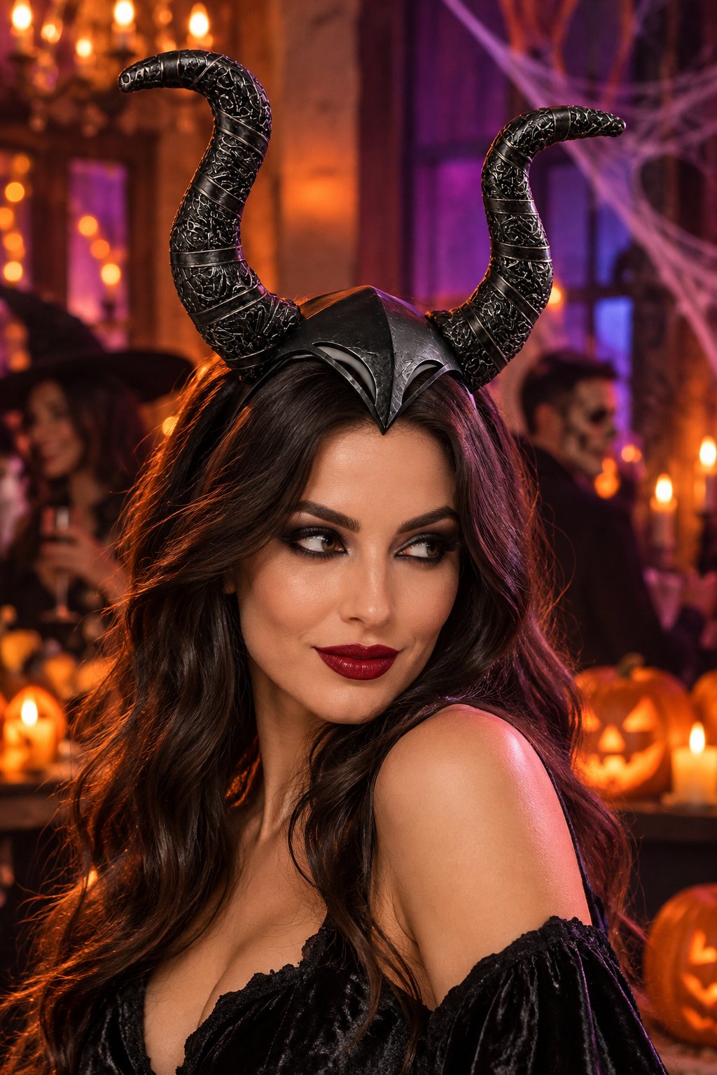 Halloween Malefiz Taç Siyah Boynuzlu