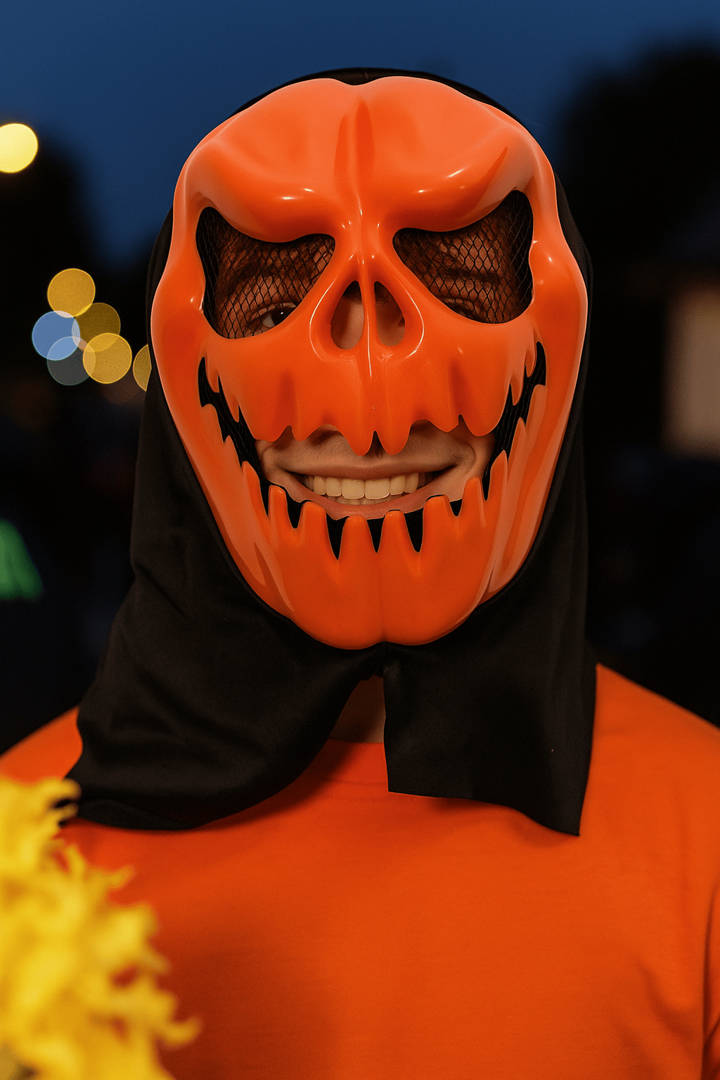Halloween Maske Bal Kabağı Fileli Pumpkin Surat Turuncu Balkabağı Korku Makesi