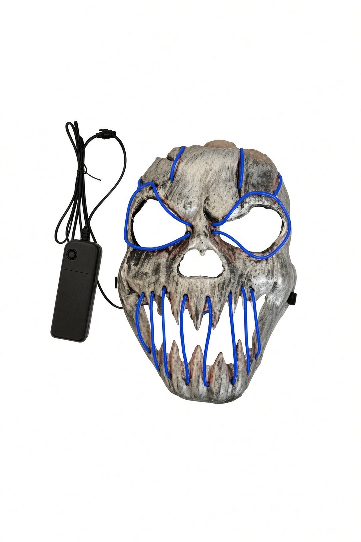 Halloween Maske Fosforlu MAVİ Kuru kafa iskelet Işıklı 23CM