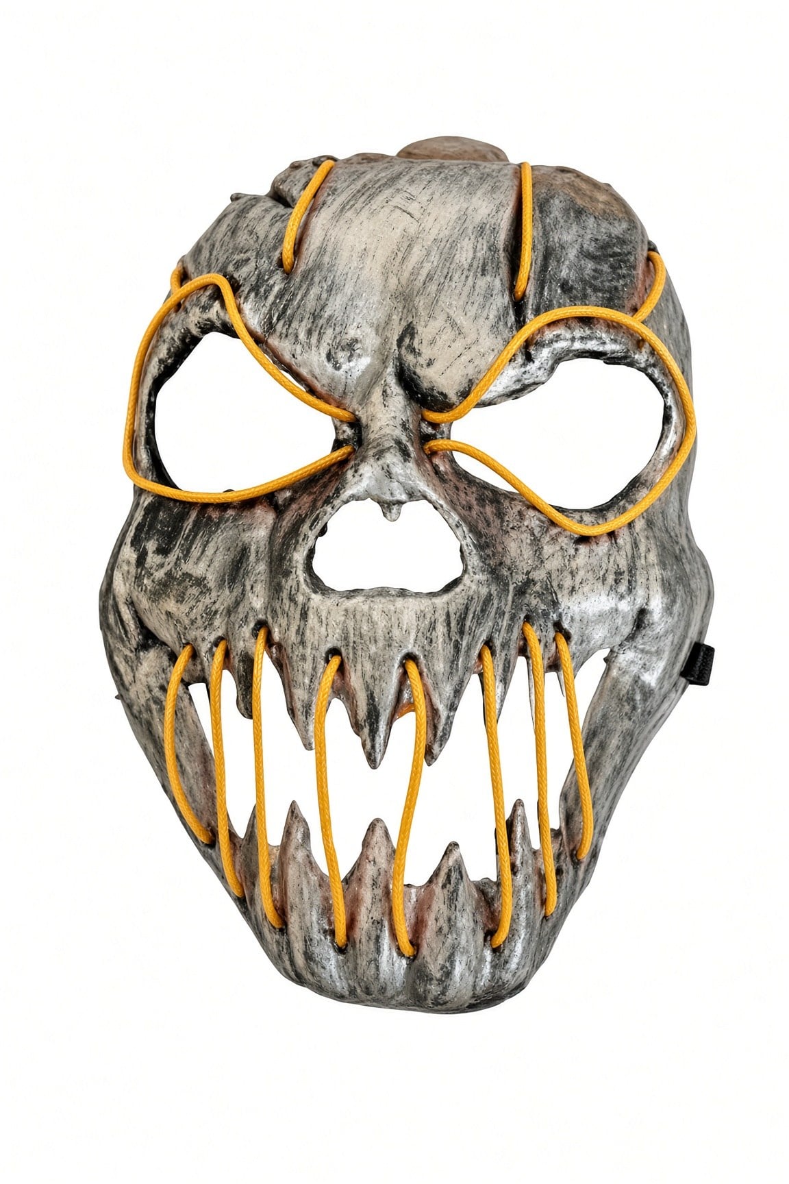 Halloween Maske Fosforlu SARI Kuru kafa iskelet Işıklı 23CM