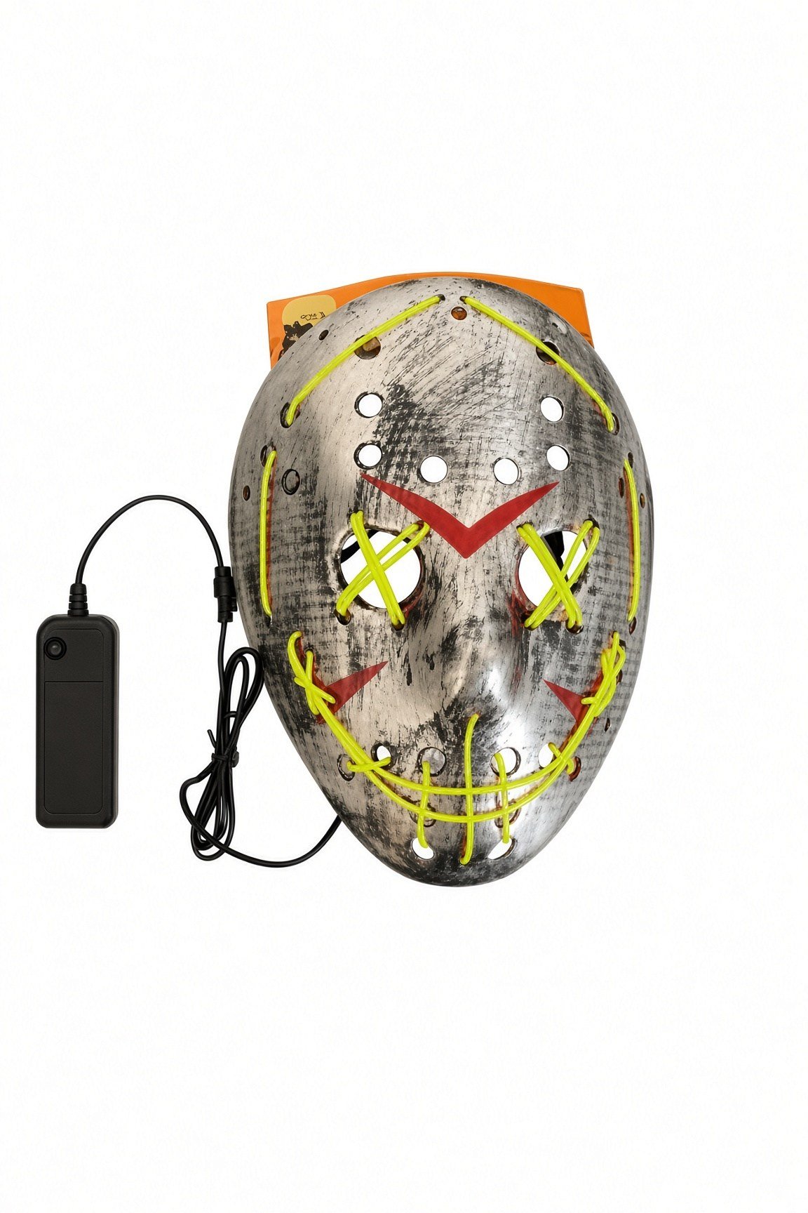 Halloween Maske Fosforlu YEŞİL Işıklı 25CM