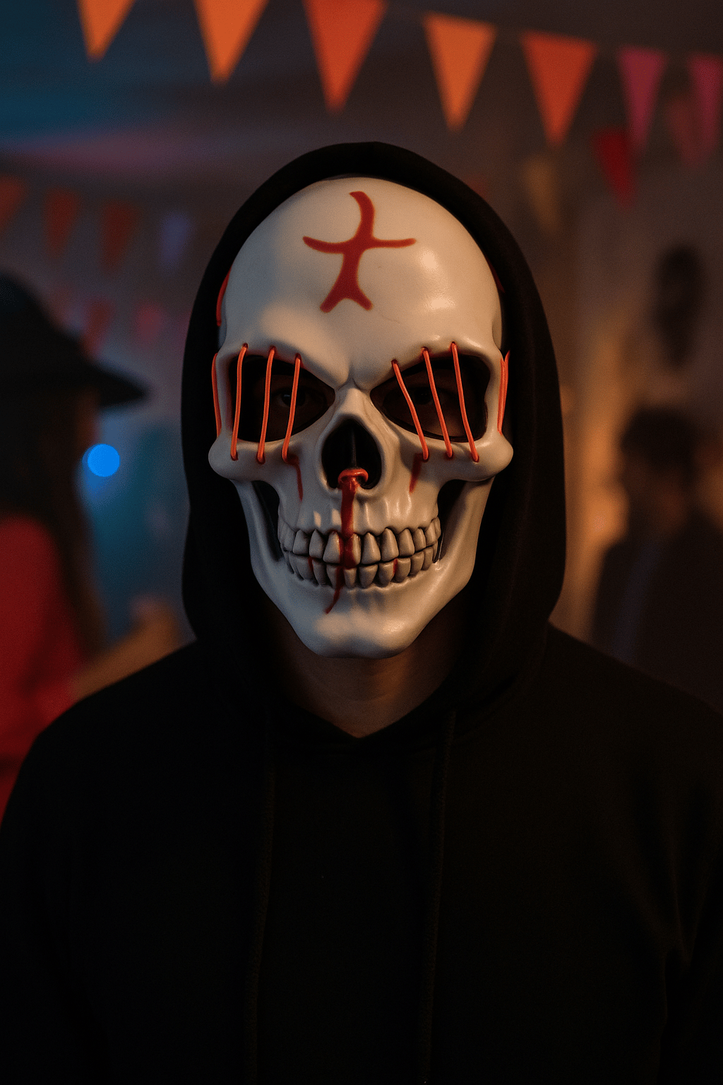 Halloween Maske Kuru kafa Işıklı Fosforlu Turuncu