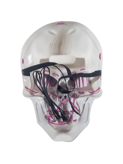 Halloween Maske Kuru kafa Işıklı Fuşya Teller   