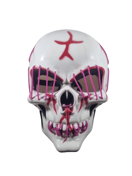 Halloween Maske Kuru kafa Işıklı Fuşya Teller   