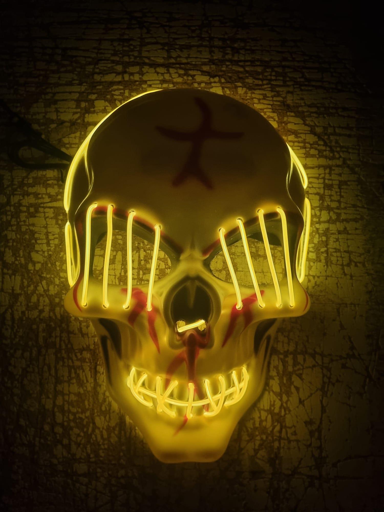 Halloween Maske Kuru kafa Işıklı Sarı Teller