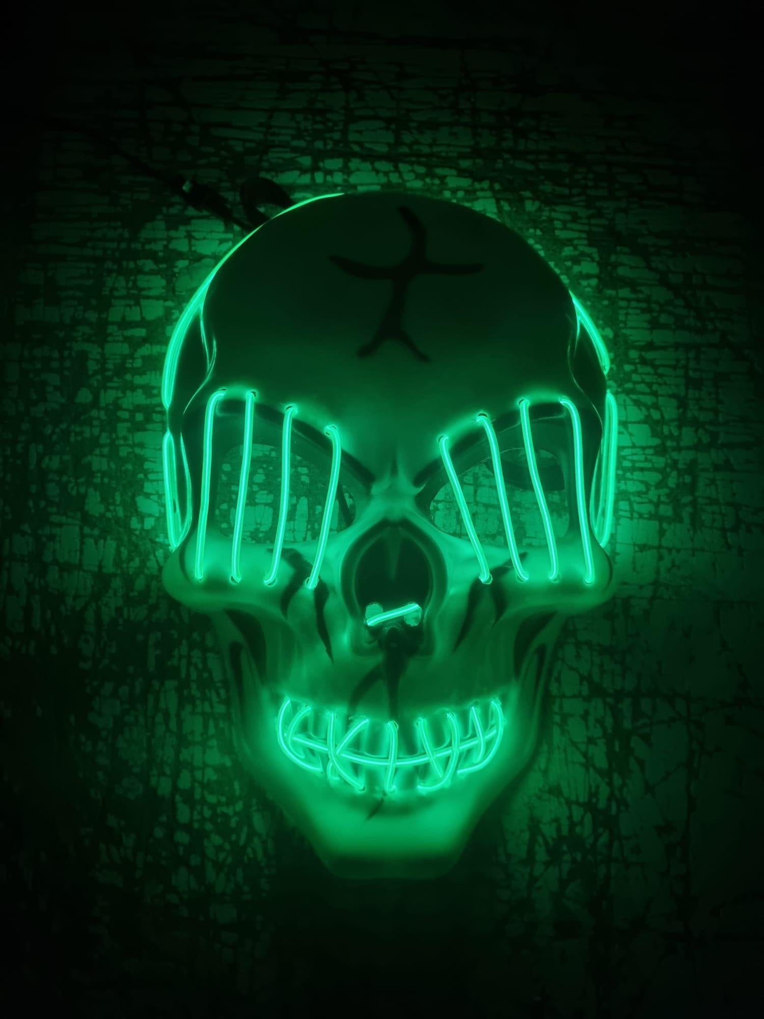 Halloween Maske Kuru kafa Işıklı Yeşil Teller