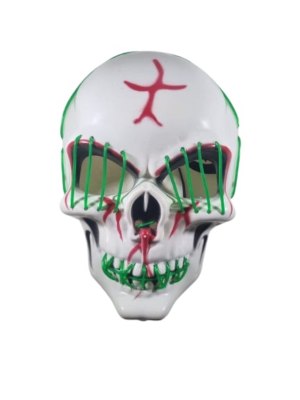 Halloween Maske Kuru kafa Işıklı Yeşil Teller