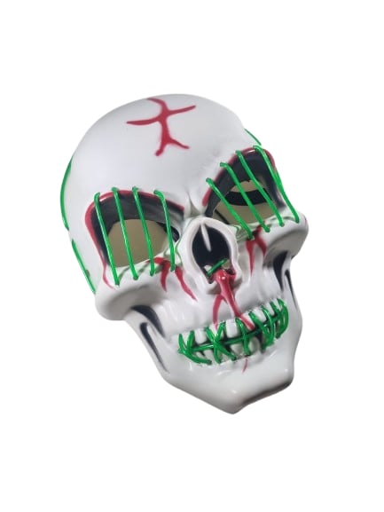 Halloween Maske Kuru kafa Işıklı Yeşil Teller