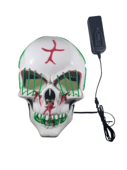 Halloween Maske Kuru kafa Işıklı Yeşil Teller
