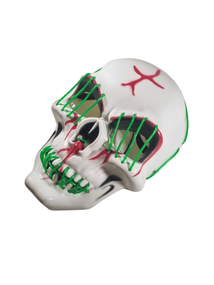 Halloween Maske Kuru kafa Işıklı Yeşil Teller