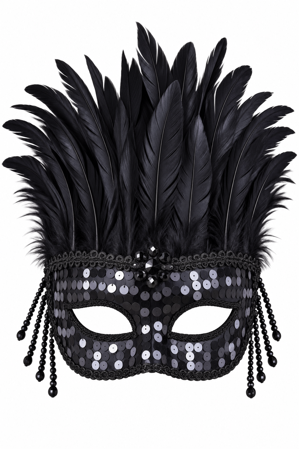 Halloween Maske Tüylü Parlak taş ve payet cadılar bayramı