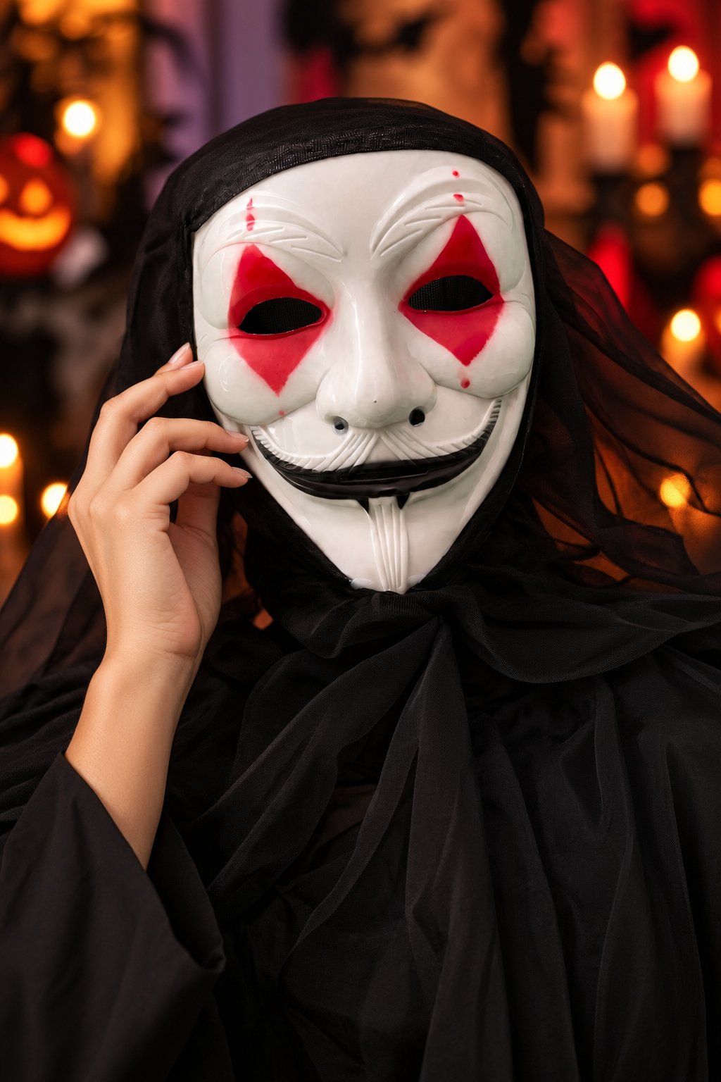 Halloween Maske V For Vandetta Maskesi Vendetta Maske Yılbaşı Halloween Cadılar arkası tüllü