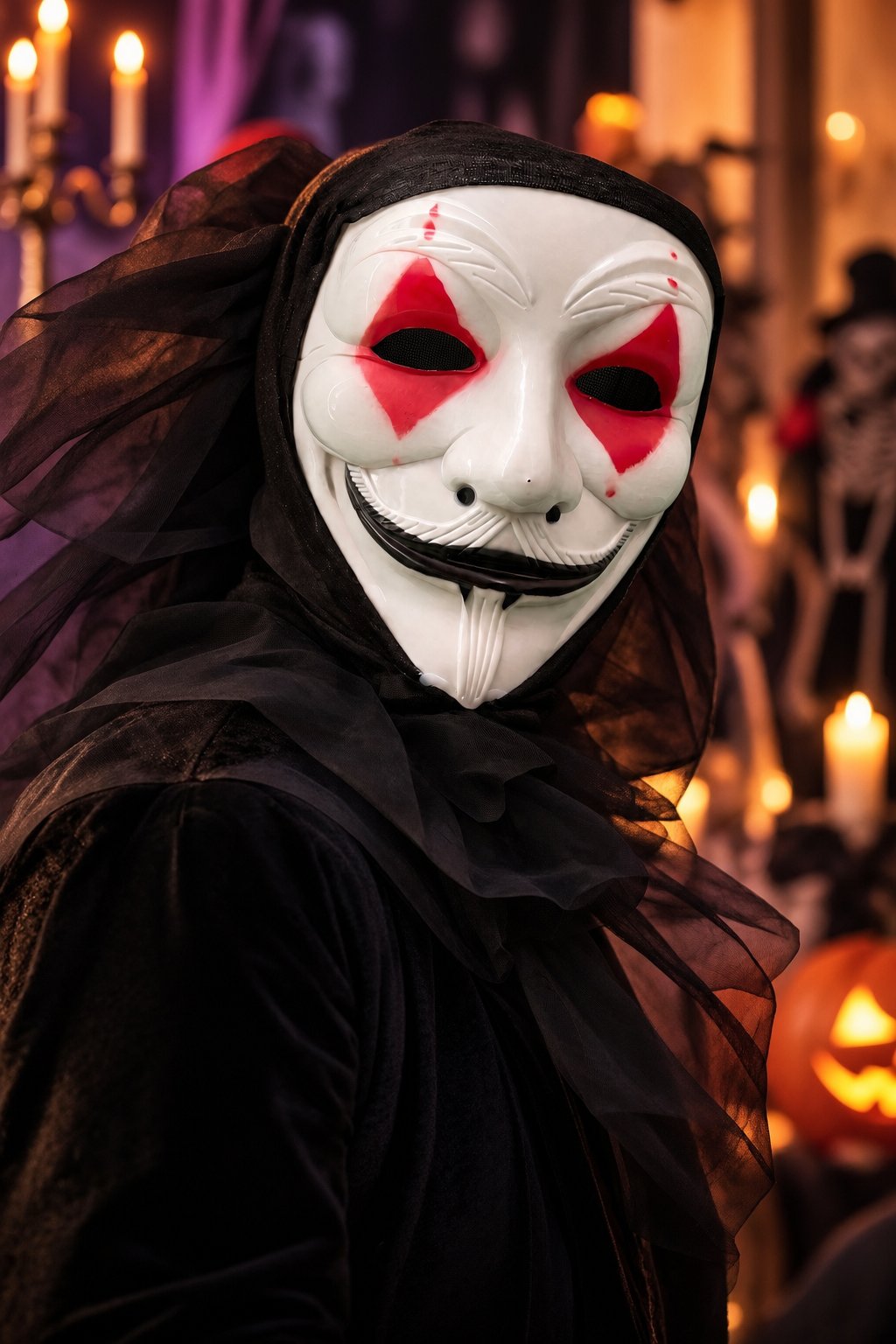 Halloween Maske V For Vandetta Maskesi Vendetta Maske Yılbaşı Halloween Cadılar arkası tüllü