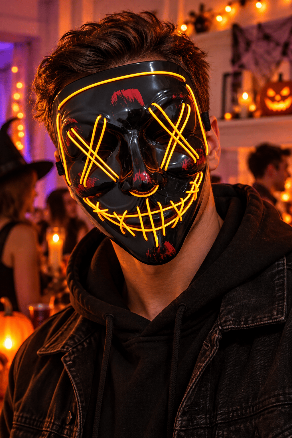 Halloween Maske Vendetta Neon Turuncu Işıklı 21 CM