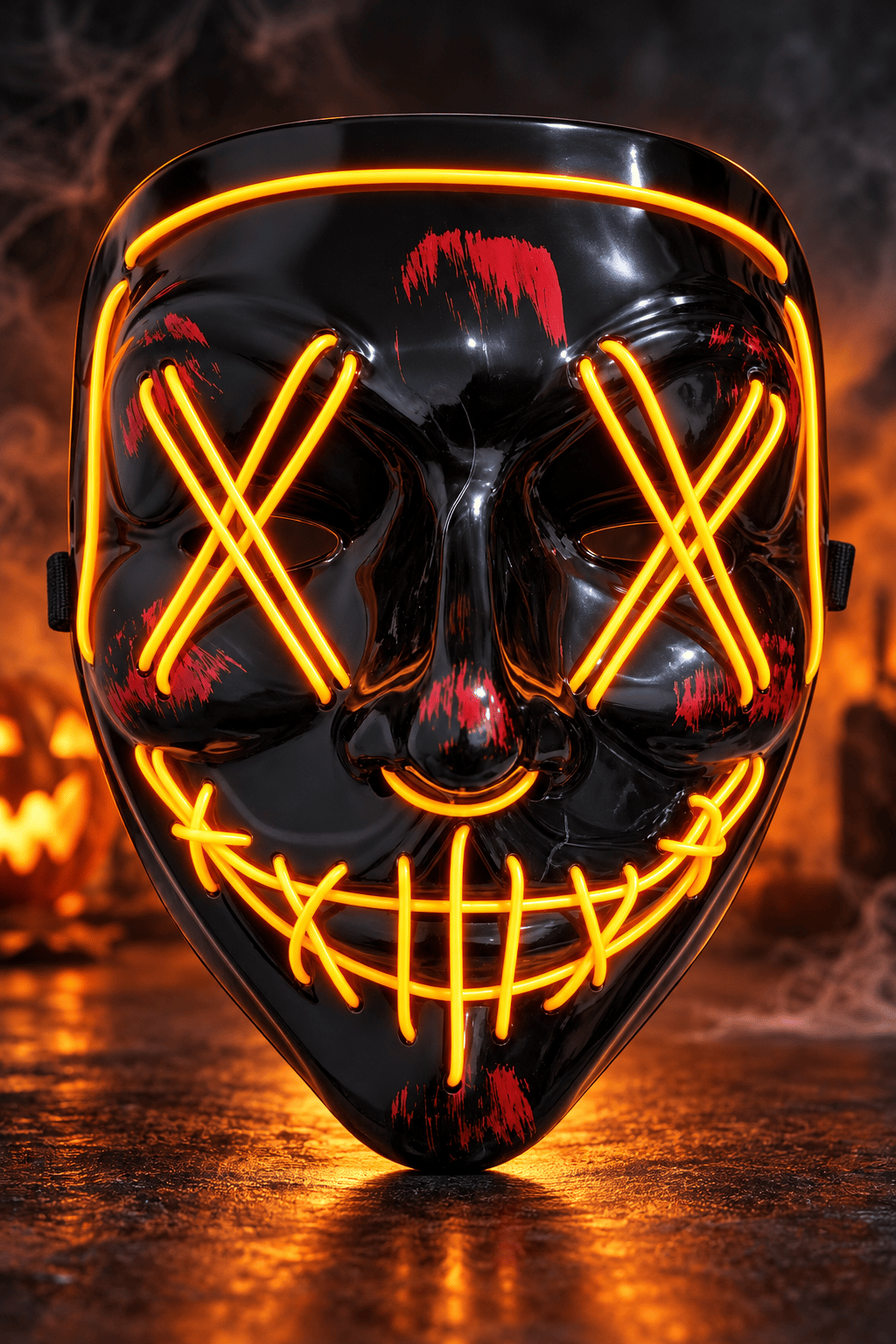 Halloween Maske Vendetta Neon Turuncu Işıklı 21 CM
