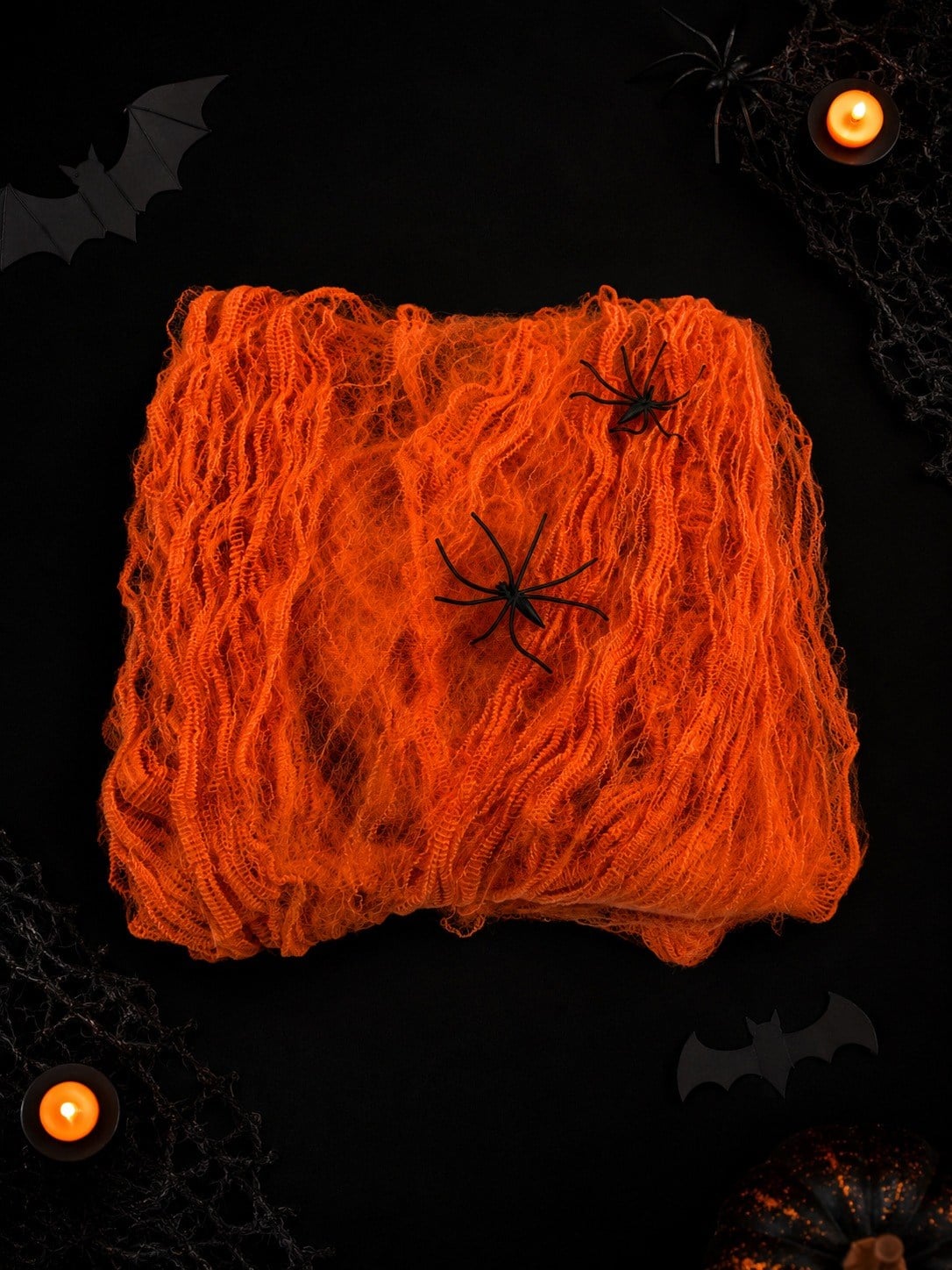 Halloween Örümcek Ağı turuncu Dekor Süsü 2 Örümcekli Cadılar Bayramı