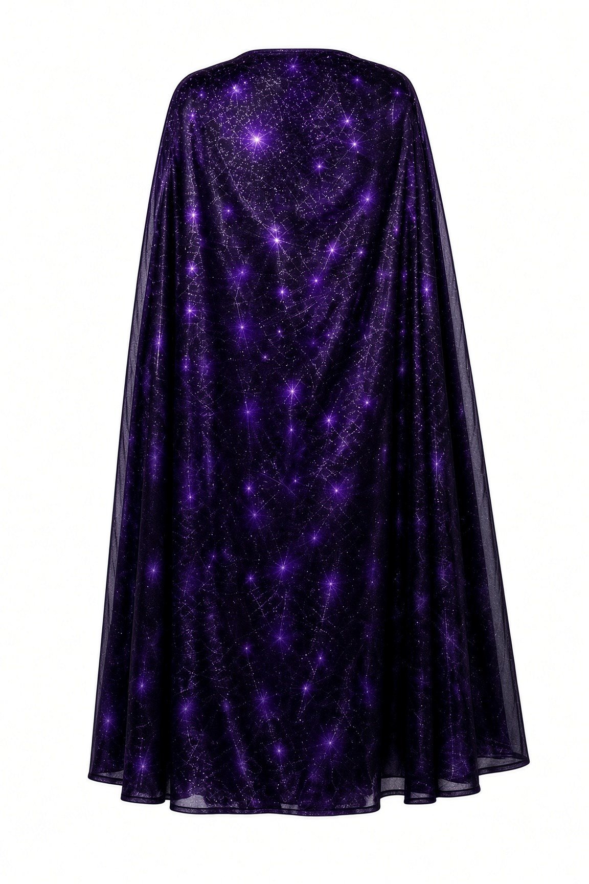 Halloween Pelerin MOR Örümcek Ağı Desenli  130 Cm Cadı Kostüm Yetişkin Çocuk